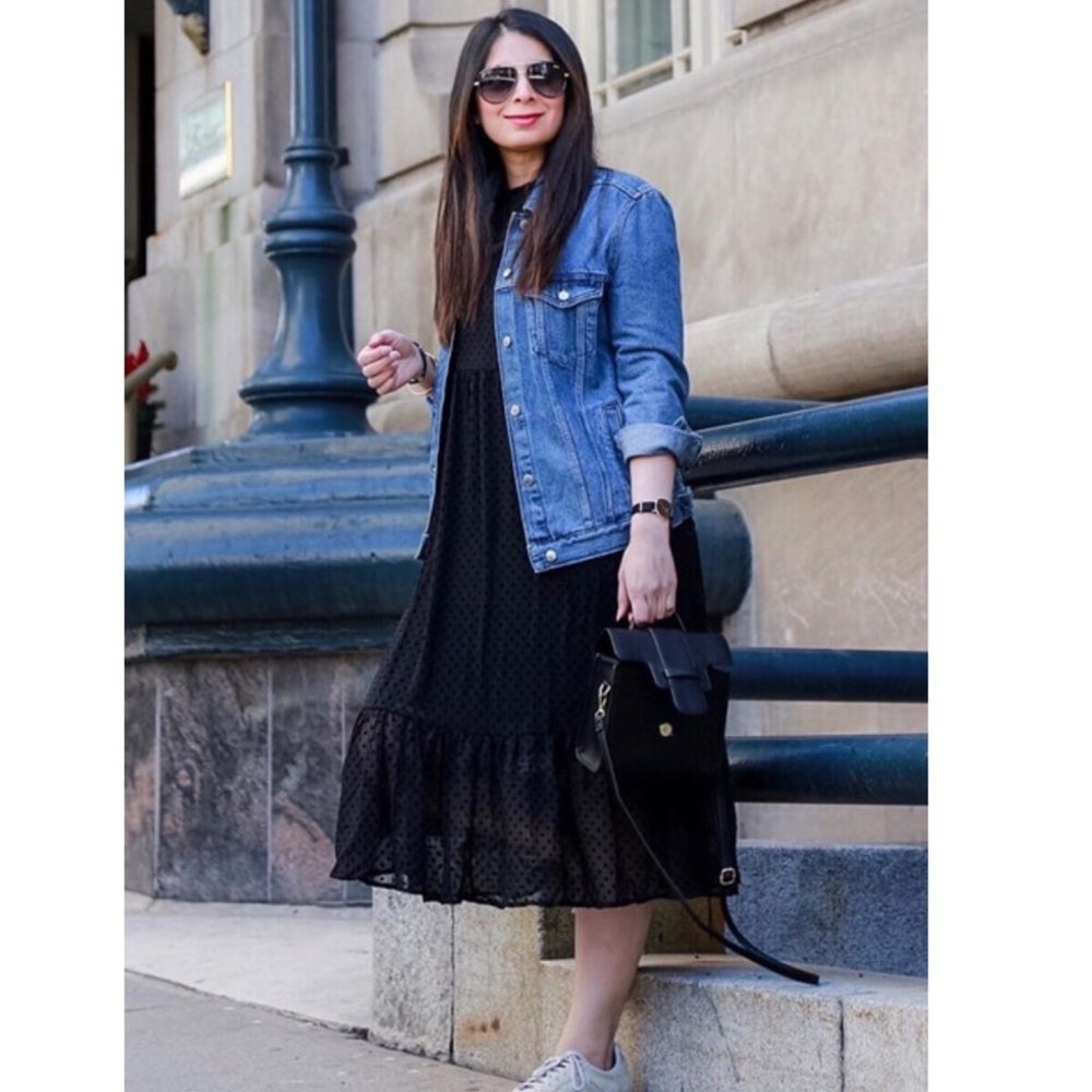 dot ruffle hem dress